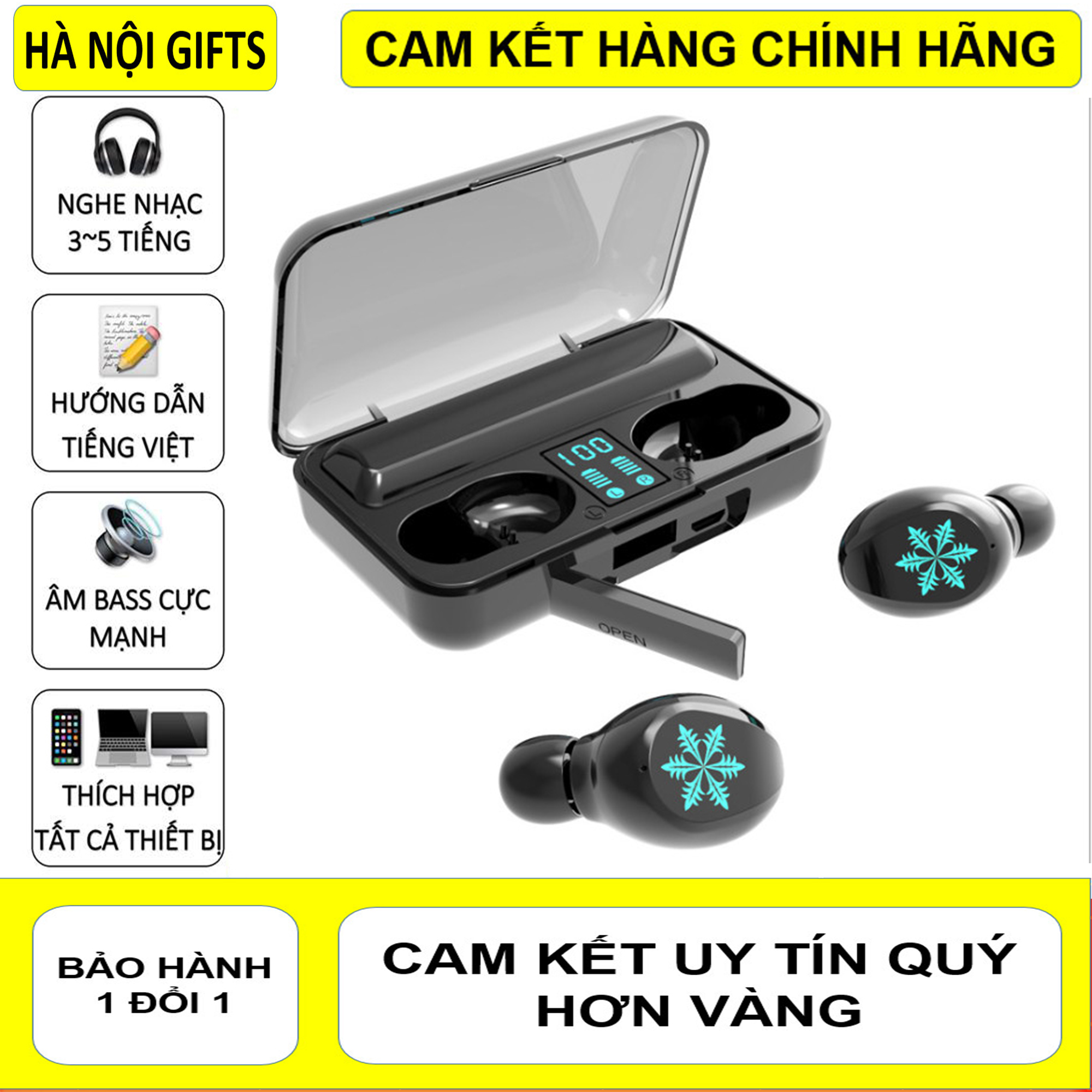 Tai nghe bluetooth, Tai nghe bluetooth khong day, Amoi F9 Version 2020 LED Cực Đỉnh, Điều Khiển Cảm Ứng, Bản Đặc Biệt, Công Nghệ Mới Nhất, Màn Led Báo Pin, Chống Nước, Âm Thanh HiFi TWS True Siêu Bass, Siêu Trầm, Tương Thích Với Mọi Smart Phone