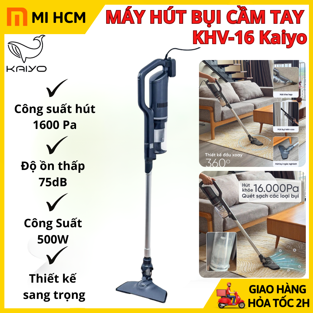 Máy Hút Bụi Cầm Tay KHV-416 KAIYO – Máy Hút Bụi Gia Đình Gọn Nhẹ, Lực Hút Ổn Định, Dùng Cho Nhà Ở & Ô Tô