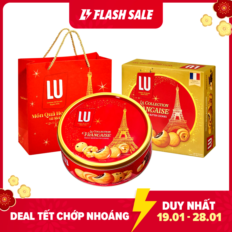 [Quà tặng Tết] Bánh Quy Bơ LU Công Thức Pháp 540g có kèm túi