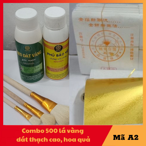 Combo dát vàng gốc nước gồm 500 lá vàng A2 kèm đầy đủ phụ kiện
