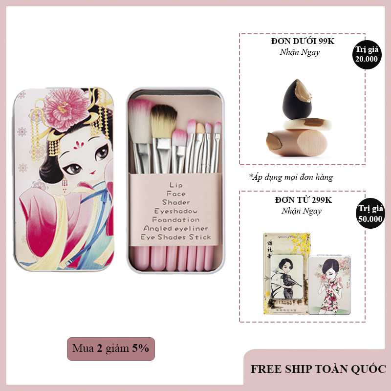 BỘ CỌ TRANG ĐIỂM MINI Thỏ 7 Cây FREESHIP TOÀN QUỐC (KHUYẾN MÃI 3 NGÀY) Mềm Mượt Tặng Kèm Hộp Đựng Cọ Đánh Phấn Mắt Mini Cầm Tay, Dụng Cụ Phụ Kiện Trang Điểm