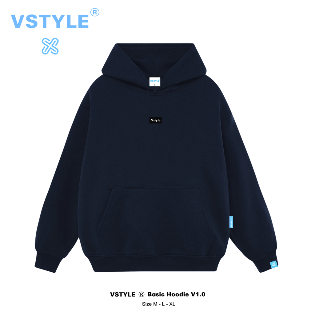 Áo Hoodie Basic Logo Vstyle Unisex Local Brand - Xanh Đen