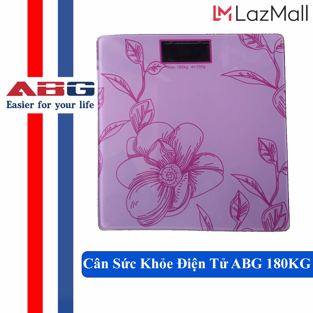 Cân Sức Khỏe Điện Tử ABG Khả Năng Cân 180 Kg, Mặt Cân Kính Cường Lực 28x28Cm Có Hoạ Tiết Lịch Sự Đẹp Mắt·- Giao mẫu ngẫu nhiên