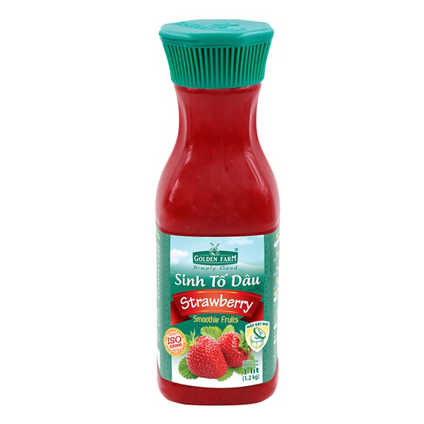 Sinh tố Golden Farm dâu Chai 1000ml syrup pha chế, trà, trà sữa, si rô