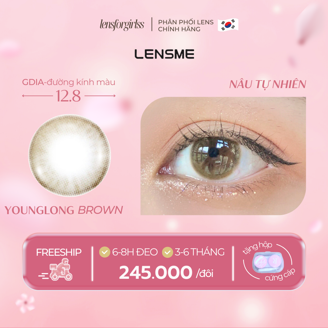 [Mã LazXuHuong02 - giảm 25k đơn từ 199k] Lens cận nâu tự nhiên | Kính áp tròng nâu tự nhiên Young long brown chính hãng Lensme | HSD 6 tháng | LENSFORGIRLSS