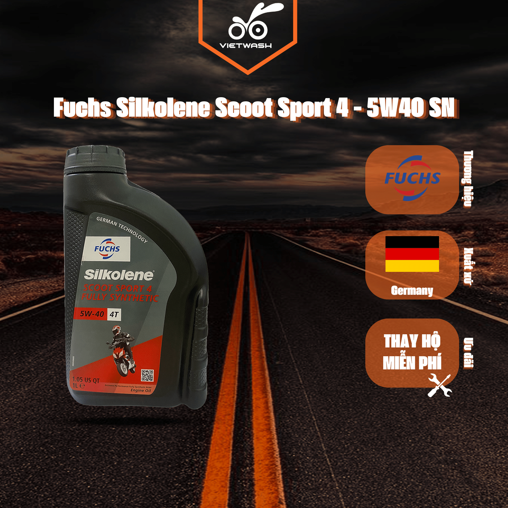 Nhớt xe ga fuchs silkolene scoot sport 4 5w40 api sn 1l
