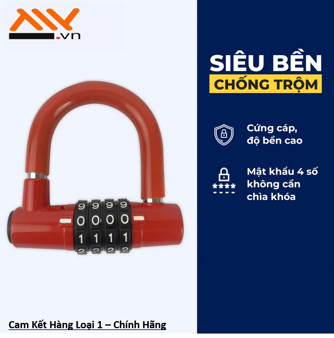 Ổ khóa 4 số loại 1 hàng thái ổ khóa 4 số chữ u chống trộm, khóa không cần chìa - ổ khóa dạng khẩu 4 số ổ khóa chống cắt, ổ khóa chống cưa, đập, khóa cửa nhà, xe máy, xe đạp, khóa vali