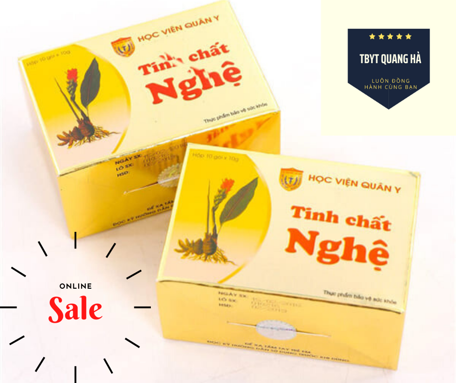 Tinh chất nghệ học viện quân Y giúp làm giảm viêm đau dạ dày, tá tràng, giảm tác dụng phụ của hoá trị, xạ trị, chống oxy hoá, phòng ngừa ung thư, tốt cho phụ nữ sau khi sinh-TBYT Quang Hà