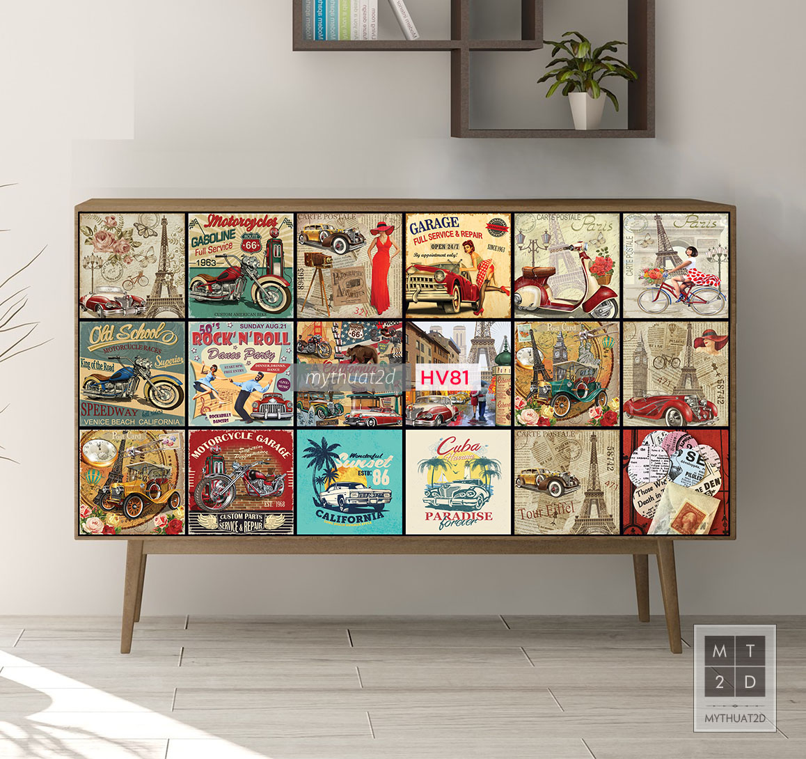 Decal gạch bông trang trí dán tường, dán bếp, quầy bar - HV81