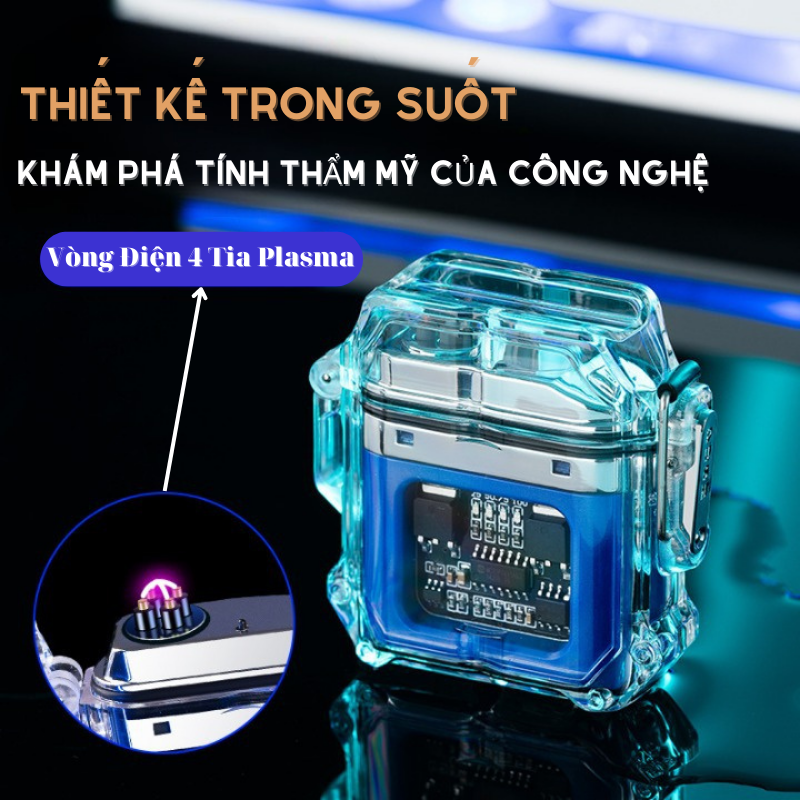 Bật lửa điện, quẹt điện phong thủy plasma sạc usb siêu chống nước model 2022