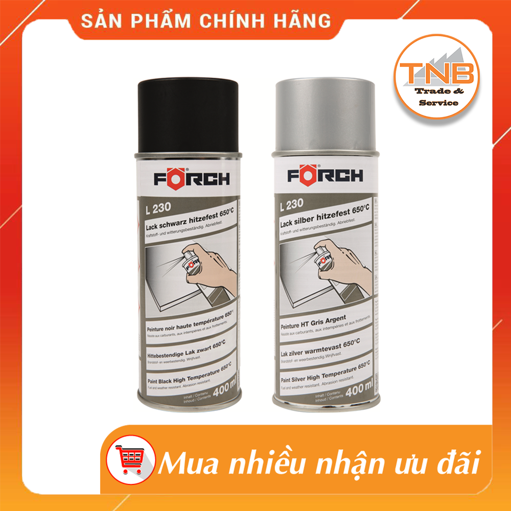 Sơn xịt mạ kẽm chống rỉ ống Pô xe L230_Forch_6210 2516 - Sơn chịu nhiệt +650 độ C dung tích 400ml