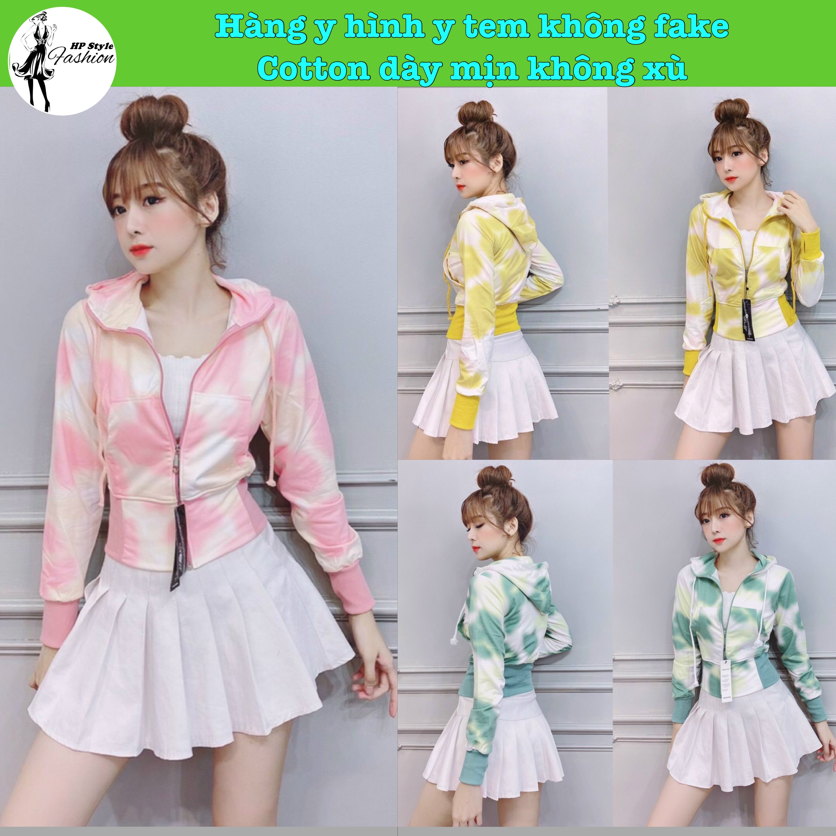 Áo khoác cotton nữ form lửng vải dày mịn cao cấp màu loang đẹp