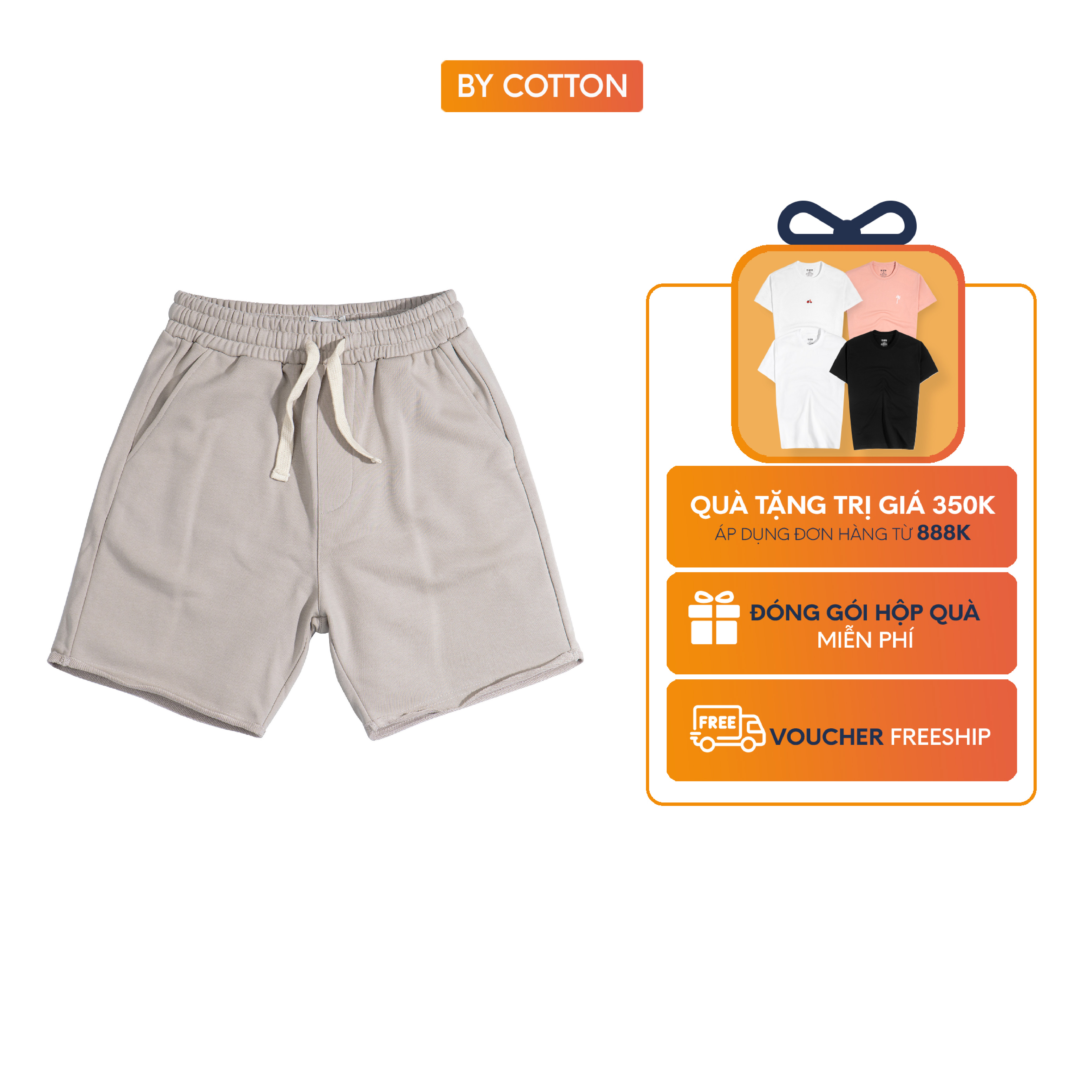 Quần short nam cao cấp thun cotton be by cotton