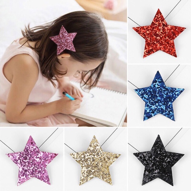 B37 - Kẹp tóc ngôi sao đính sequin lấp lánh cho bé