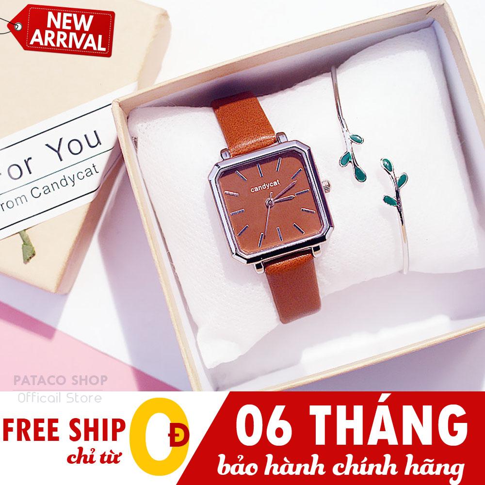 Đồng hồ thời trang nữ Candycat C32, Dây da cao cấp, Kiểu mặt vuông thanh lịch, Cực đẹp, Chống nước sinh hoạt, Nhiều màu chọn lựa