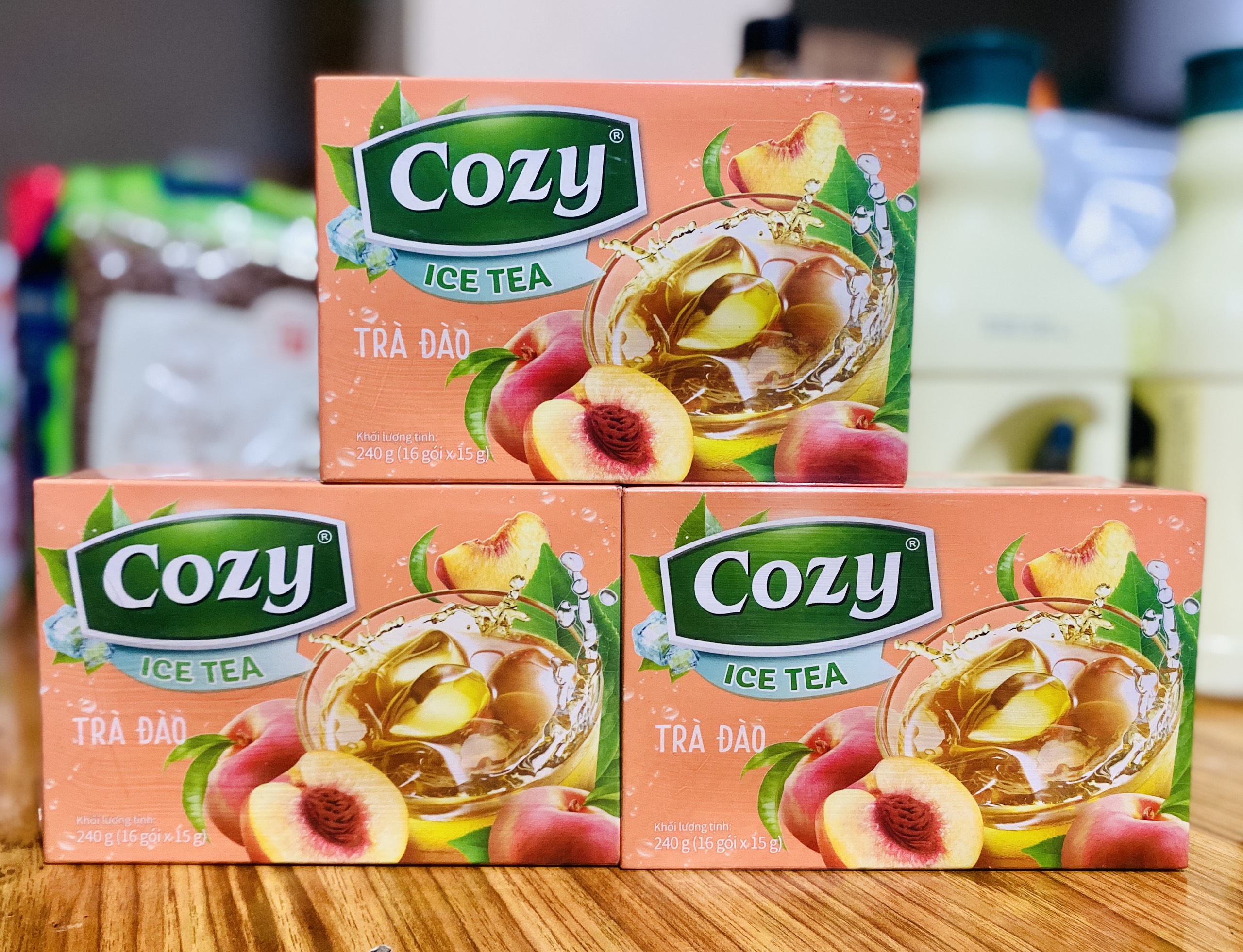 Trà cozy đào hò tan hộp 16 gói*15gr