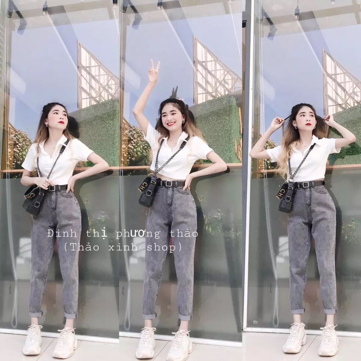 Baggy xám + crop petter trắng thiết kế đa dạng mẫu mã form dễ mặc thoải mái đường may tỉ mỉ tinh tế