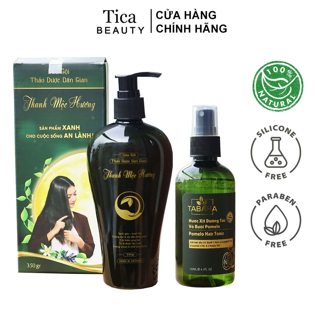 [HCM]Combo Dầu Gội Thảo Dược Thanh Mộc Hương và tinh dầu bưởi Tabaha 120ml kích mọc tóc con