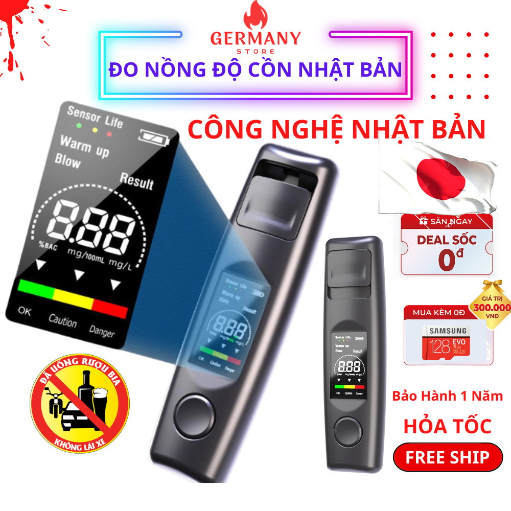 Máy đo nồng độ cồn công nghệ Nhật Bản Máy thổi nồng độ cồn bia rượu trong hơi thở đạt chuẩn 99 ROHS bảo hành 12 tháng