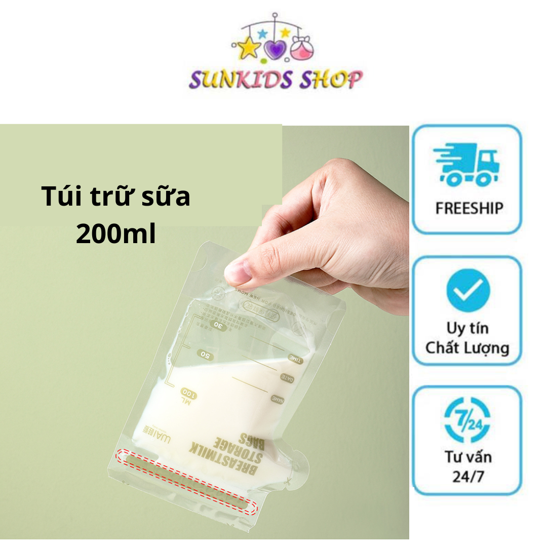 Túi Trữ Sữa Khóa Zipper Dung Tích 200ml Chống Rò Rỉ Bảo Quản Sữa Mẹ An