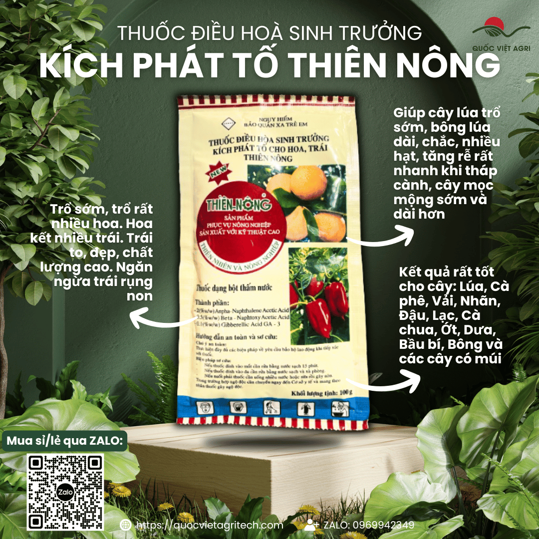 Thuốc điều hòa sinh trưởng kích phát tố cho hoa trái THIÊN NÔNG (gói 100g)