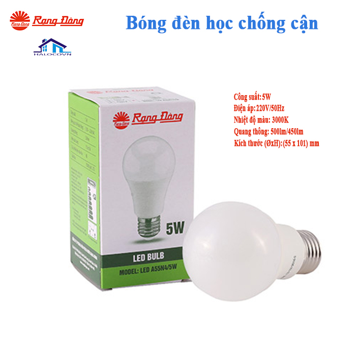Bóng LED Rạng Đông 5w chống cận đui xoáy E27 ánh sáng vàng nắng
