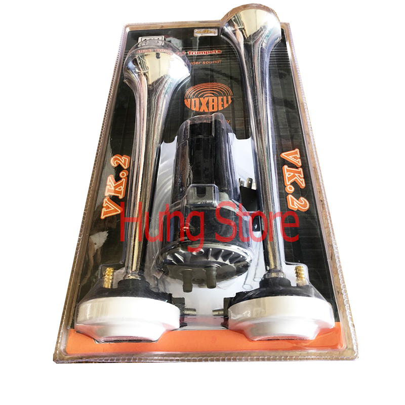 Còi sinh hơi, đảo loa 2 tiếng VoxBell Italia cao cấp sản xuất tại Đài Loan 24v (không cần bình hơi)