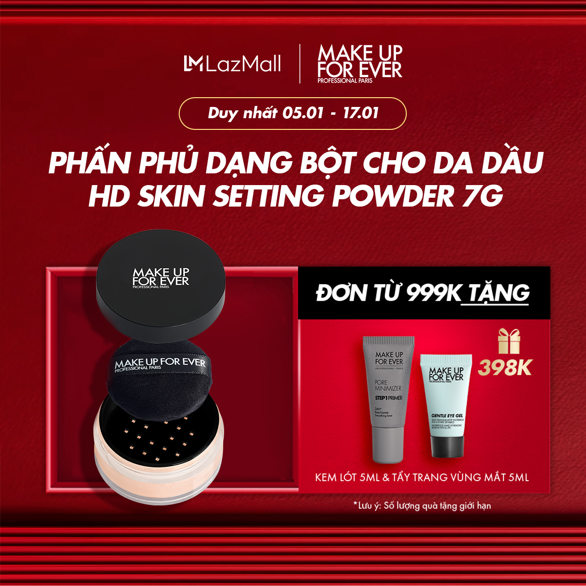 Phấn phủ dạng bột cho da dầu & da thường Make Up For Ever HD Skin Setting Powder 7g - Độc quyền online