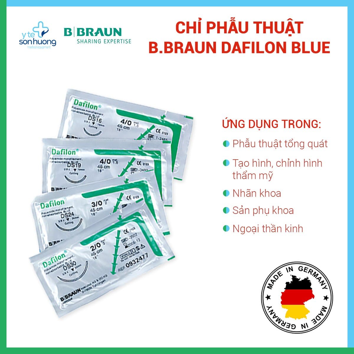 Chỉ phẫu thuật b.braun dafilon blue - 4/0 75cm ds19 - sợi