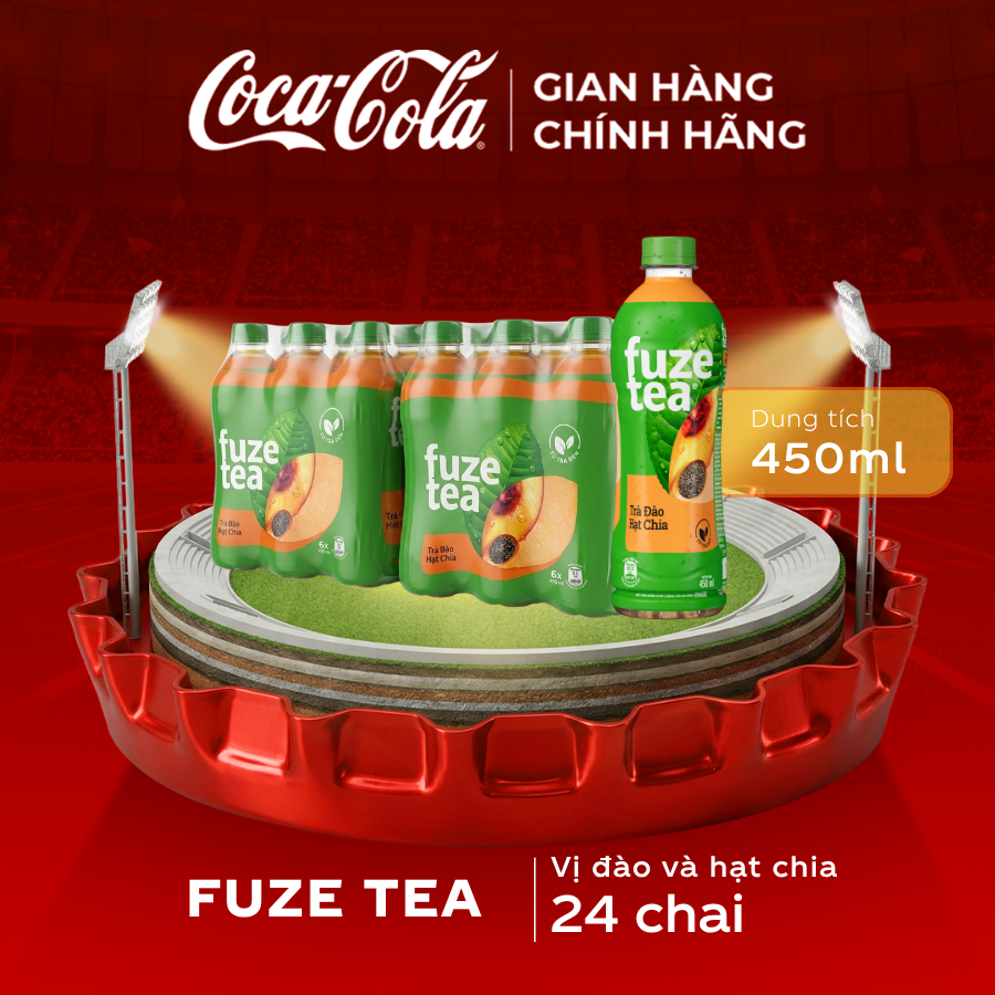 [SIÊU SALE ] Lốc 24 Chai Trà Đào Và Hạt Chia Fuze Tea 450ml/Chai Sale 5.5 Coca-Cola Chính Hãng_LD