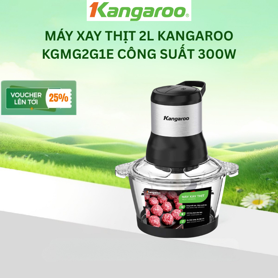 Máy xay thịt 2L Kangaroo KGMG2G1E - Mẫu mới 2025 công suất 300W bản nâng cấp KG12TI