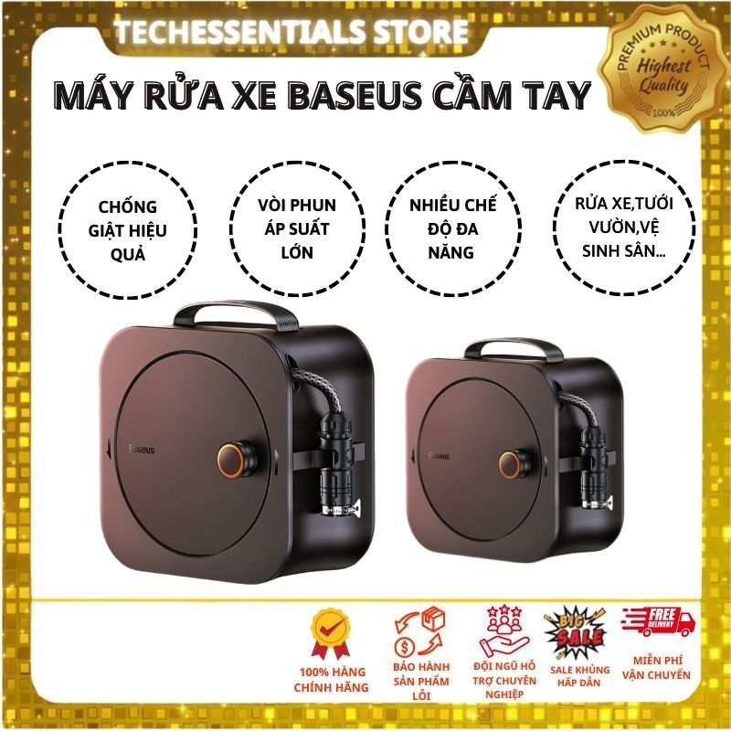 Máy rửa xe mini baseus cầm tay chống giật TechEesential Store,máy bơm cao áp cầm tay rửa xe tưới cây đa năng,máy bơm mini bình tưới bộ rửa xe