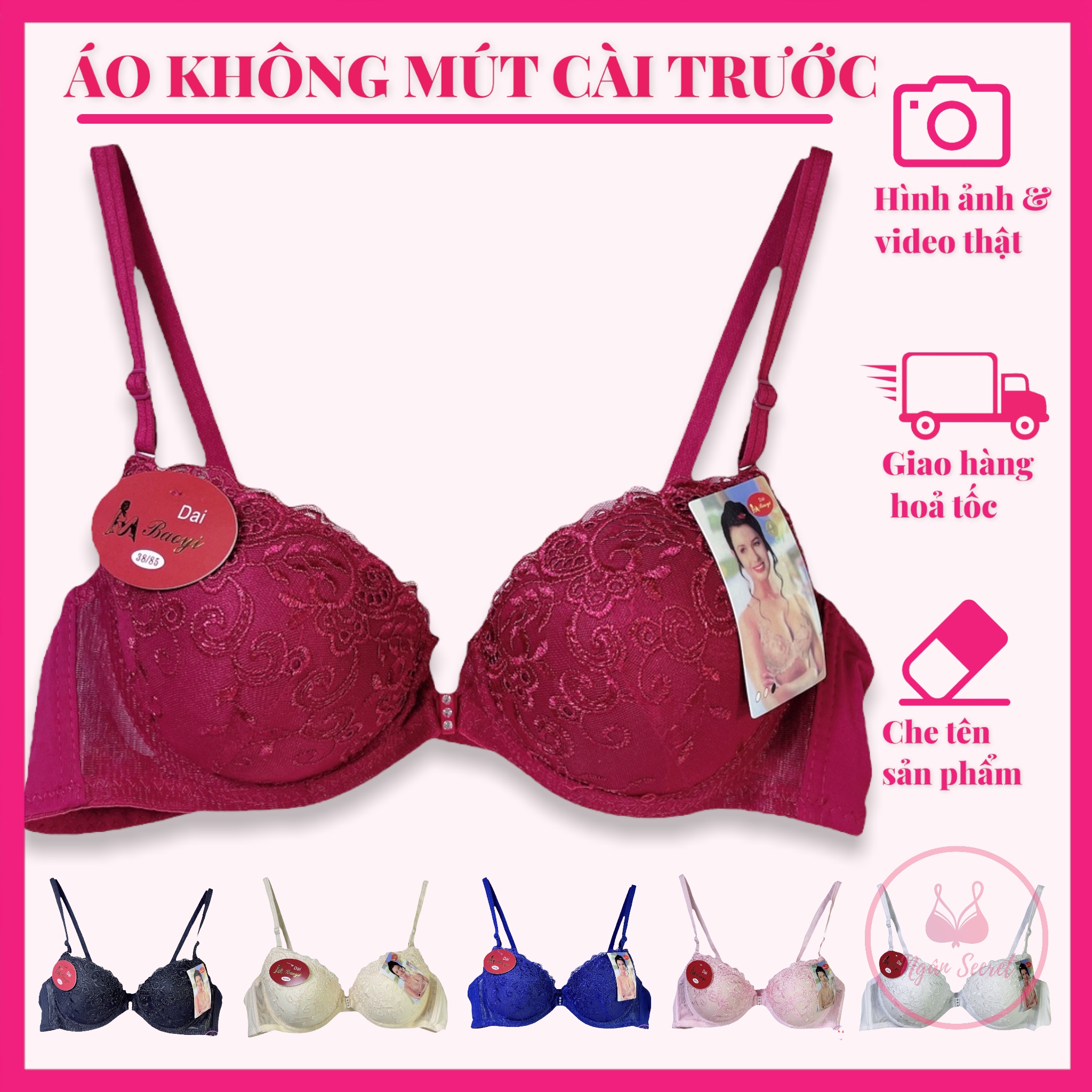 Áo Ngực áo lót cài trước mút mỏng thông hơi