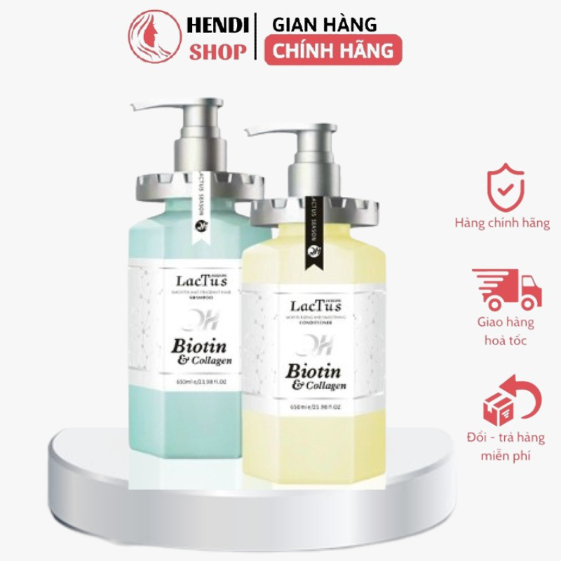 Cặp dầu gội xả biotin lactus season ngăn gàu, giảm rụng tóc mẫu mới 650ml hương thơm bạc hà