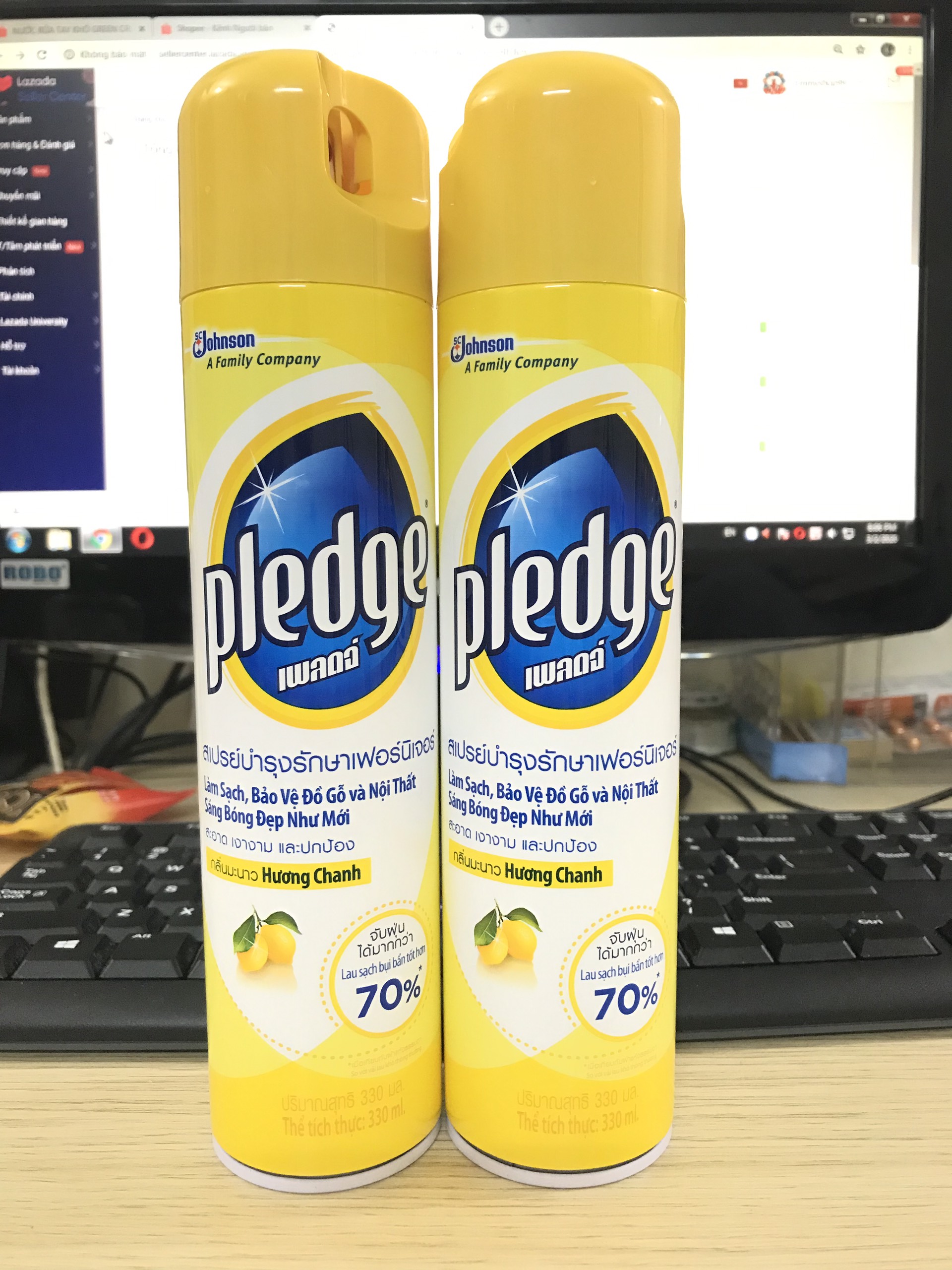 Bộ 2 bình xịt PLEDGE đánh bóng và làm sạch đồ gỗ và nội thất 330ml x 2