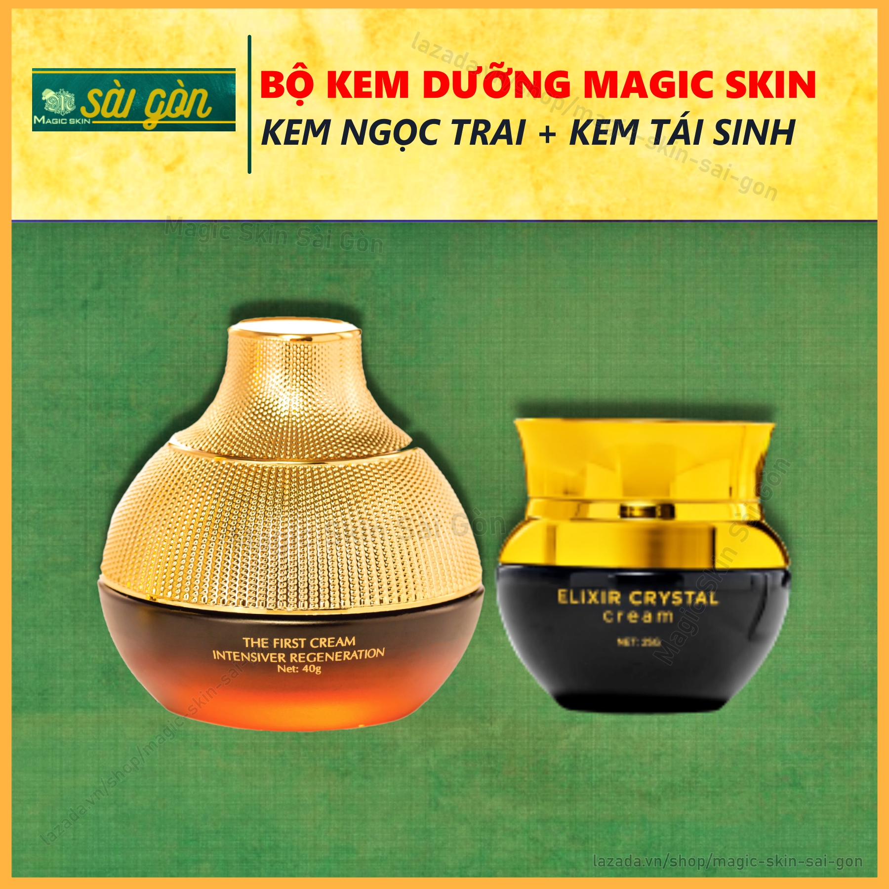 Bộ Kem Dưỡng Ngày + Kem Dưỡng Đêm Magic Skin | Kem Ngọc Trai + Đen Kem Tái Sinh
