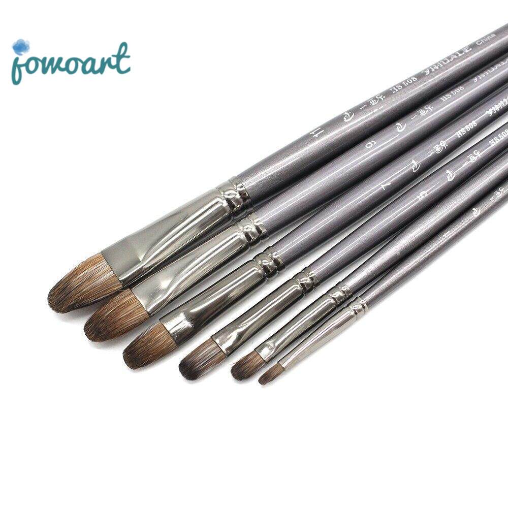  Jowoart 6 cái bộ Chuyên Nghiệp Chất Lượng Cao Công Cụ Sóc Tóc Tranh Sơn Dầu Cọ Vẽ Bàn Chải Filbert Bút Cho Acrylic Tranh nghệ thuật 