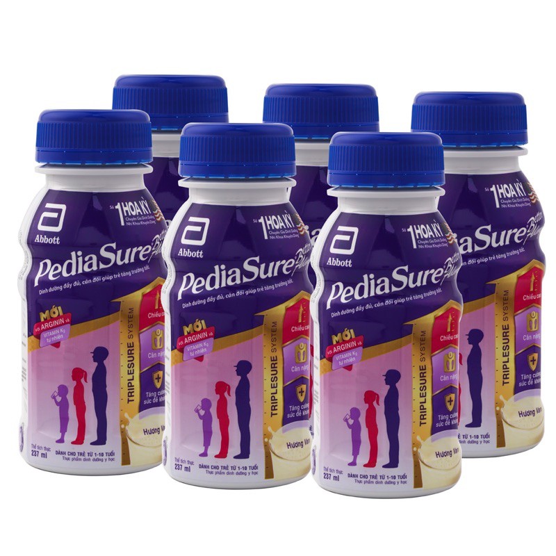 THÙNG 24 CHAI SỮA NƯỚC PEDIASURE TÍM HƯƠNG VANI 237ML