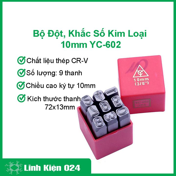 Bộ Đột, Khắc Số Kim Loại 10mm YC-602 (Thép Tôi Luyện Siêu Cứng)