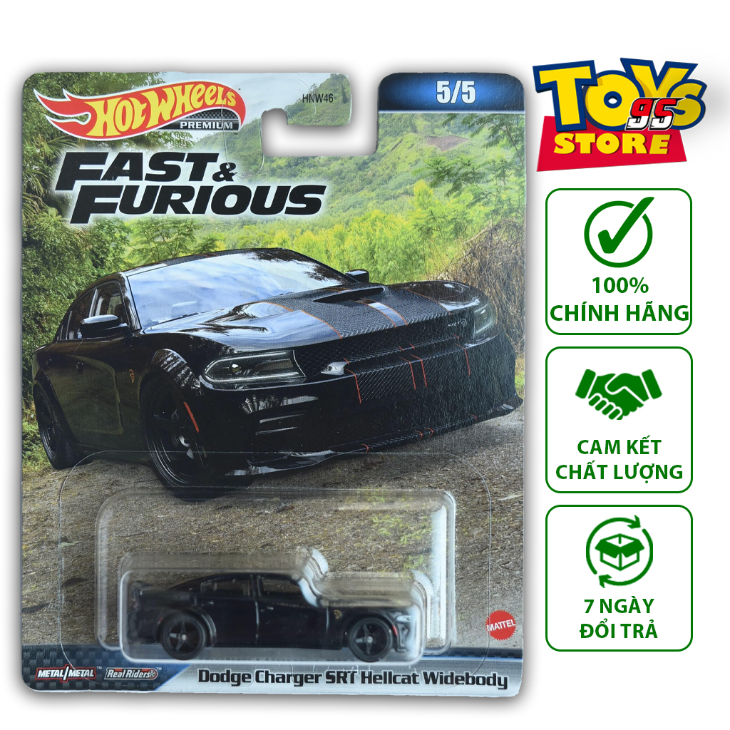 Xe Mô Hình Hot Wheels Fast & Furious Dodge Charger SRT Hellcat Widebody, Bánh Cao Su Xe Chính Hãng T