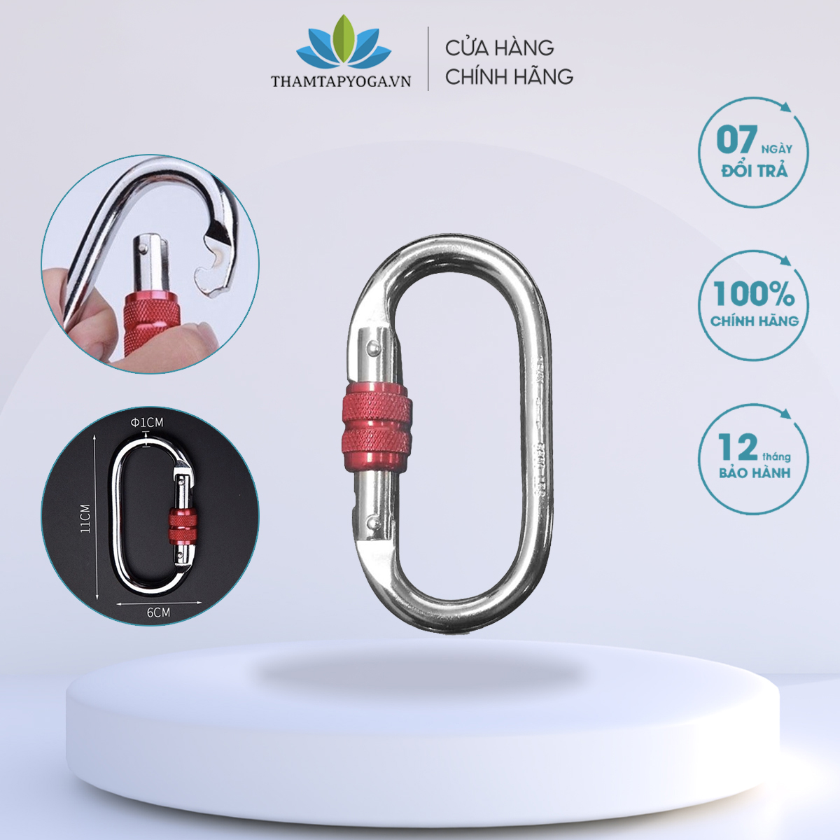Móc treo khóa chữ D đa năng carabiner dùng treo võng yoga - đi leo núi