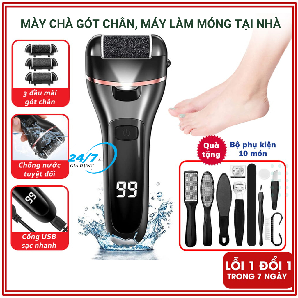 Máy chà gót chân, máy chà gót chân tẩy tế bào chết cho tiệm nail, cá nhân tại nhà tẩy tế bào chết sạc pin tích điện 3 đầu mài, bí quyết giúp da chân mịn màng bảo vệ da, máy chà gót chân, chà gót chân, máy mài gót chân