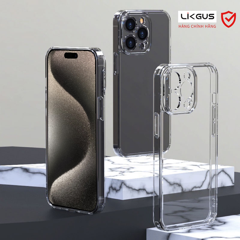 Ốp lưng iPhone 15, 15 Plus, 15 Pro, 15 Pro Max, 14, 14 Plus, 14 Pro, 14 Pro Max, iPhone 13, 13 Pro, 13 Pro Max, iPhone 12, 12 Pro, 12 Pro Max, iPhone 11, 11 Pro Max, ốp bảo vệ camera, ốp chống sốc, ốp trong suốt hiệu Likgus