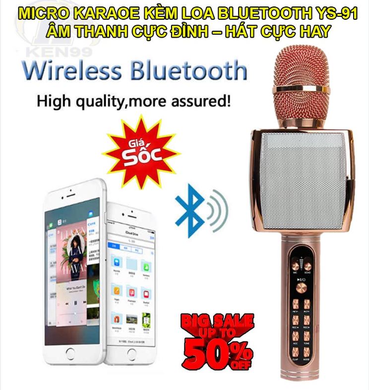 Mic hát karaoke kiêm loa nghe nhạc Magic YS-91 cao cấp, Mic nghe nhạc hát karaoke bluetooth không giây thanh chuẩn hát hay, Mic cầm tay hát hay không bị rú YS-91 cao cấp giá rẻ chất lượng số 1 bảo hành uy tín toàn quốc