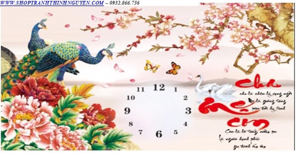 Tranh đính đá đồng hồ cha mẹ -yn5367