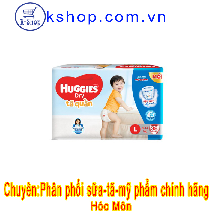 Tã quần huggies size l – 38 miếng đệm mây 4 chiều
