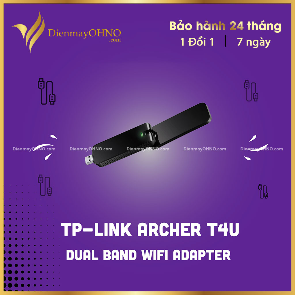 Cục thu sóng wifi cho máy tính bàn tp-link archer t4u - bô cục usb thu hút sóng wifi – điện máy ohno