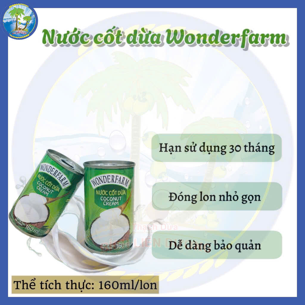 [Combo 5lon x 160ml] Nước Cốt Dừa Wonderfarm Ngon Chuẩn Vị
