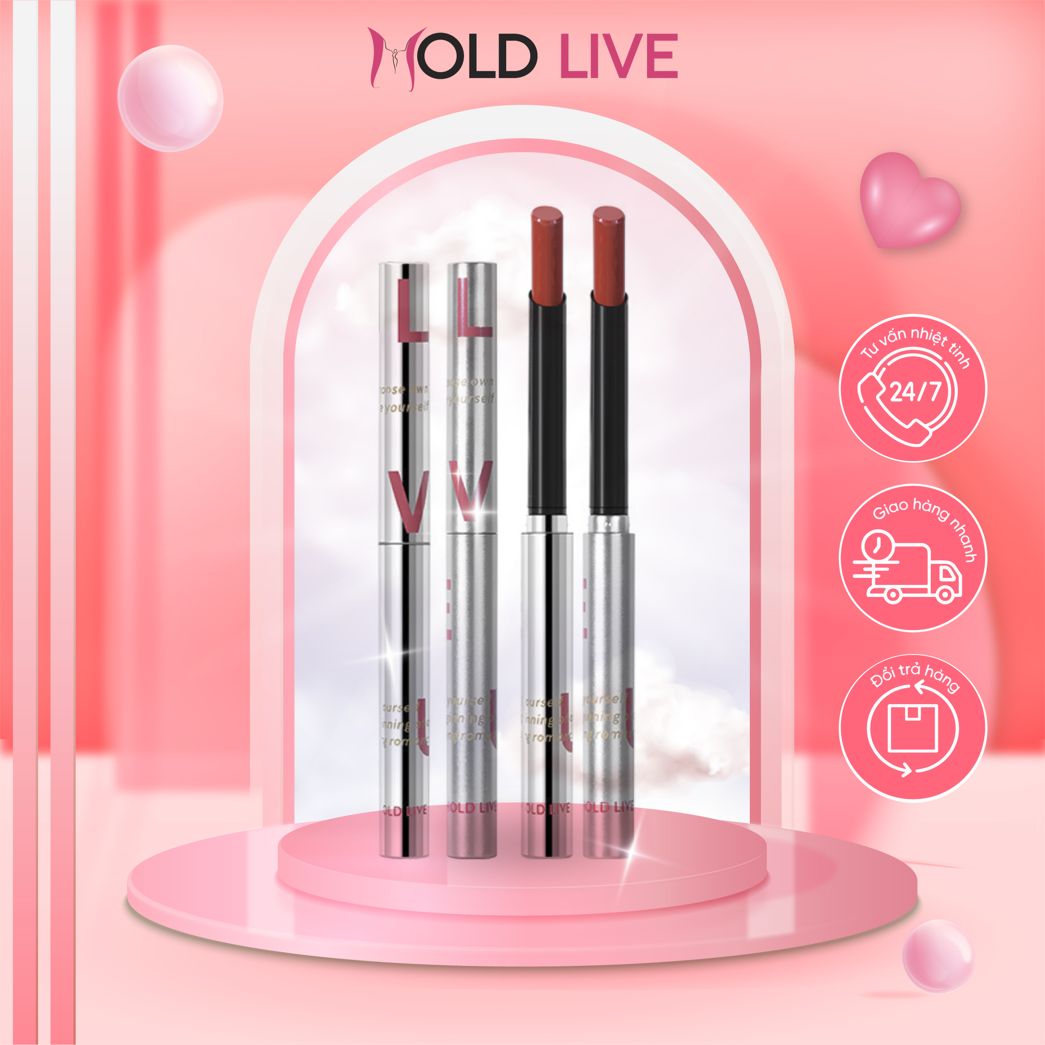 Son thỏi lì mịn môi siêu mỏng Hold Live Tiny Sliver HL516 dạng thỏi mẫu mới chính hãng nội địa Trung