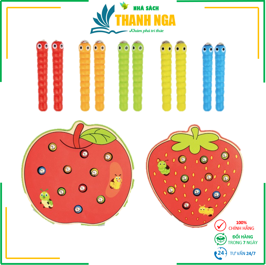 Đồ Chơi Gỗ - Bắt Sâu Nam Châm Hình Trái Cây Cho Bé
